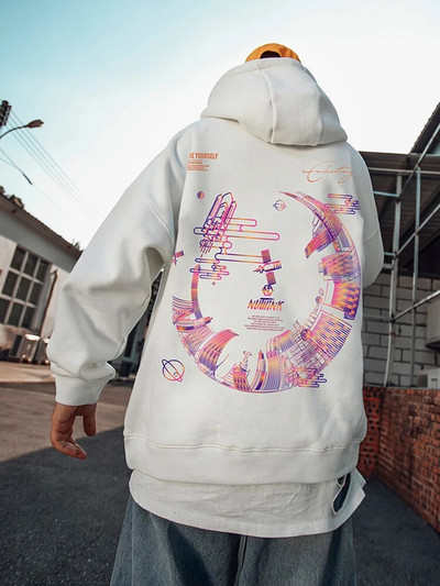 Hanorac cu glugă cu grafică High Street Graffiti Hanorace cu glugă largi pentru bărbați Harajuku Hip Hop Oversize Hanorace casual cu glugă Haine Y2K