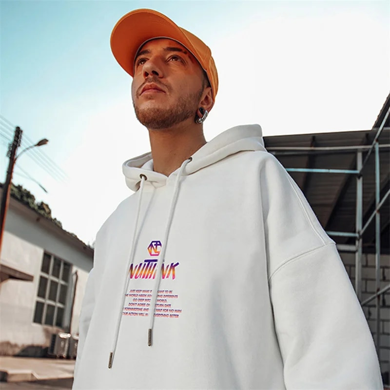 „High Street Graffiti“ grafinis gobtuvas Vyriškas laisvas vilnonis gobtuvas Harajuku Hip Hop Oversize Kasdieniai megztiniai su gobtuvu Y2K drabužiai