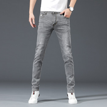 2023 г. Нови мъжки дънки Сиви сини Класически модни дизайнерски дънкови тесни дънки Мъжки ежедневни висококачествени панталони Slim Fit