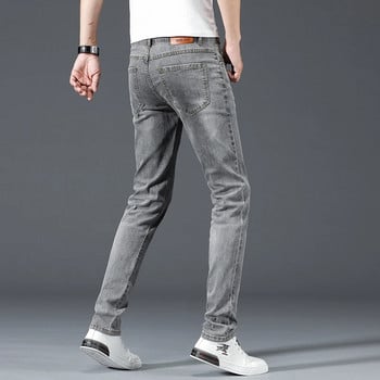 2023 г. Нови мъжки дънки Сиви сини Класически модни дизайнерски дънкови тесни дънки Мъжки ежедневни висококачествени панталони Slim Fit