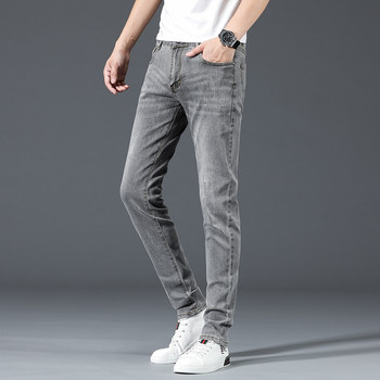 2023 New Men Jeans Grey Blue Classic Fashion Designer Denim Skinny Jeans Ανδρικά καθημερινά παντελόνια υψηλής ποιότητας με λεπτή εφαρμογή