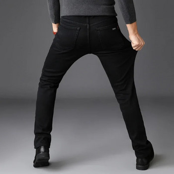 2023 Мъжки разтегливи черни дънки Класически стил Бизнес мода Изчистени прилепнали дънкови панталони Мъжки маркови ежедневни панталони
