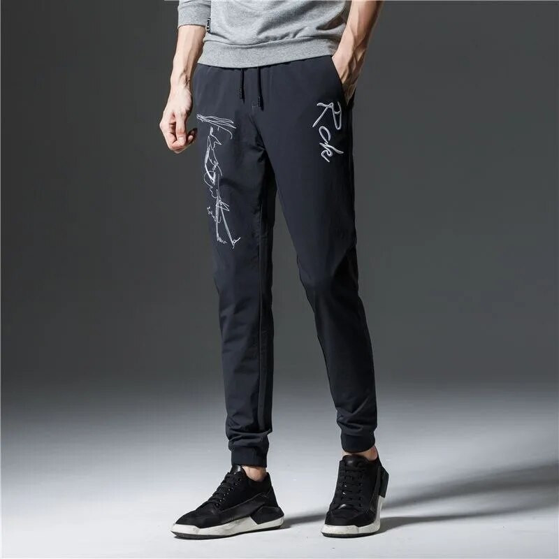 Muške složene hlače Proljeće Ljeto Tanke tajice s uzicom Trenirke Trenerke Trenirke za mlade Ležerne vintage hlače