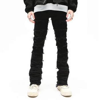 Ρούχα Grunge 2023 Y2K Streetwear Μαύρο Λεπτό Στοιβαγμένο Τζιν Παντελόνι για Άντρες Kanye Hip Hop Γυναικεία Νέα μακριά παντελόνια Vetements Homme
