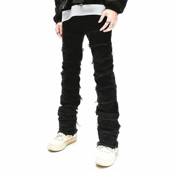 2023 Гръндж дрехи Y2K Streetwear Черни тънки подредени дънки Панталони за мъже Kanye Hip Hop Women Нови дълги панталони Vetements Homme