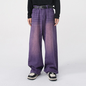 Мъжки и дамски дънки Ретро цветни широки панталони Права версия Свободни прави ежедневни ретро дънки Модни панталони