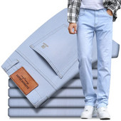 Toamna 2023, blugi slim stretch pentru bărbați, în stil clasic, pantaloni casual de denim, pantaloni de marca masculină