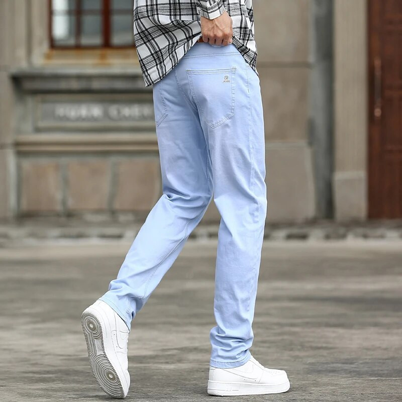 Toamna 2023, blugi slim stretch pentru bărbați, în stil clasic, pantaloni casual de denim, pantaloni de marca masculină