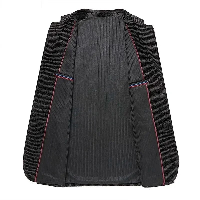 Ανδρικό κοστούμι ελεύθερου χρόνου Παλτό για άνοιξη και φθινόπωρο Χοντρό επαγγελματικό μαλλί μη σιδερωμένο κοστούμι για μεσήλικες άντρες μονόχρωμο δυτικό μπουφάν