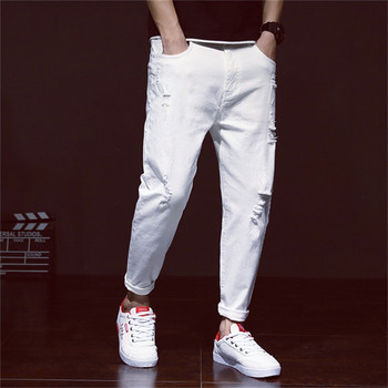 Бели дънки Мъжки скъсани харемни момчета Дънкови черни панталони Пролет Лято Мъжки 2022 г. Плюс размер 38 40 42 Големи каубойски панталони