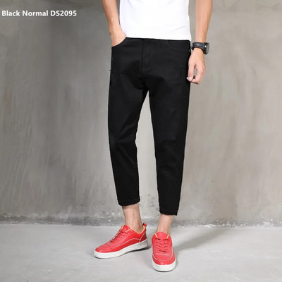 Pánske biele džínsy, roztrhané háremové chlapčenské džínsy, opotrebované čierne nohavice, jar/leto 2022, plus veľkosť 38, 40, 42, veľké kovbojské nohavice