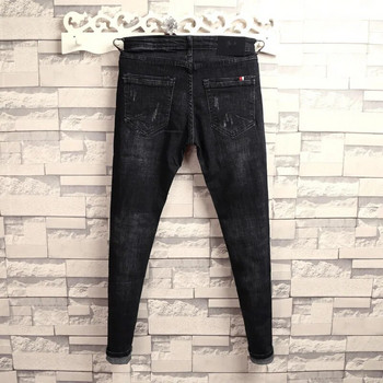 Φθινόπωρο Χειμώνας 2022 Μόδα Casual Κορεάτικο Ανδρικό μονόχρωμο παντελόνι Guy Casual Jeans ελαστικό στενό μακρύ μολύβι παντελόνι