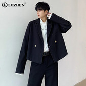 LUZHEN 2024 Jarná nová módna osobnosť Elegantná voľná ležérna krátka bunda Pánsky pekný trendy originálny sako LZ1014