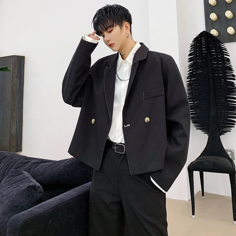 LUZHEN 2024 Jarná nová módna osobnosť Elegantná voľná ležérna krátka bunda Pánsky pekný trendy originálny sako LZ1014