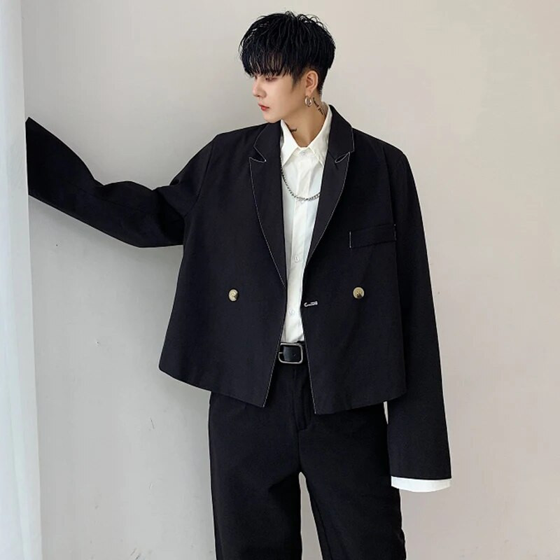 LUZHEN 2024 Jarná nová módna osobnosť Elegantná voľná ležérna krátka bunda Pánsky pekný trendy originálny sako LZ1014