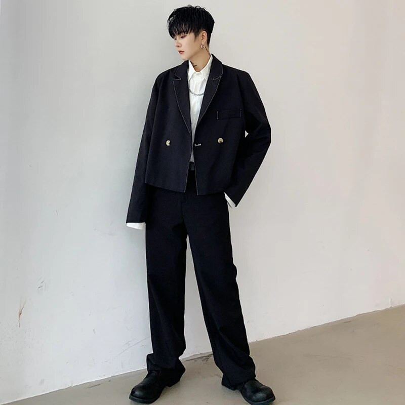 LUZHEN 2024 Jarná nová módna osobnosť Elegantná voľná ležérna krátka bunda Pánsky pekný trendy originálny sako LZ1014