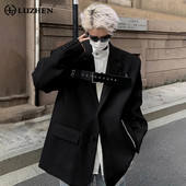 LUZHEN 2024, la modă nouă, din piele, cu cataramă, design cu îmbinare, blazer, haină pentru bărbați, de înaltă calitate, pentru umeri, jachete la modă B2bdfd