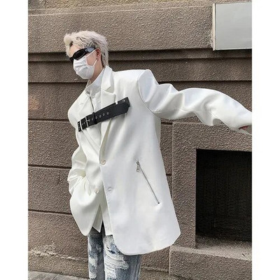 LUZHEN 2024, la modă nouă, din piele, cu cataramă, design cu îmbinare, blazer, haină pentru bărbați, de înaltă calitate, pentru umeri, jachete la modă B2bdfd