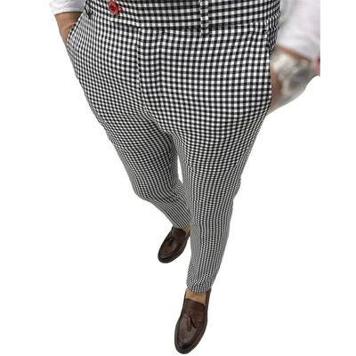 Pánske letné ležérne nohavice, módne klasické pruhované kockované čierne jednofarebné nohavice, vysoko kvalitné formálne oblekové nohavice, mužské 20-38 rokov