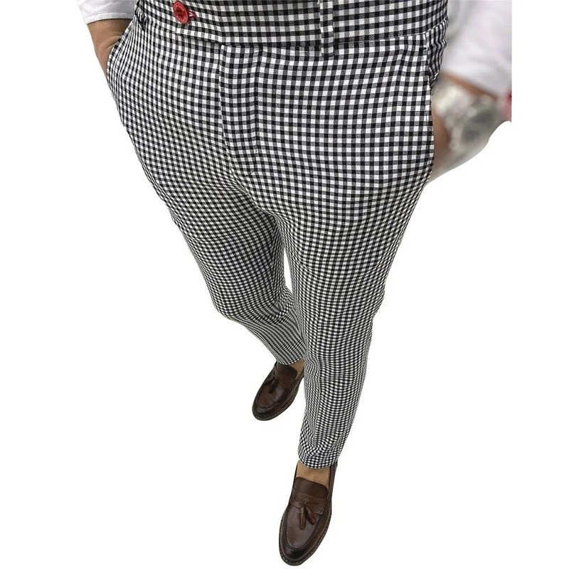 Pánske letné ležérne nohavice, módne klasické pruhované kockované čierne jednofarebné nohavice, vysoko kvalitné formálne oblekové nohavice, mužské 20-38 rokov