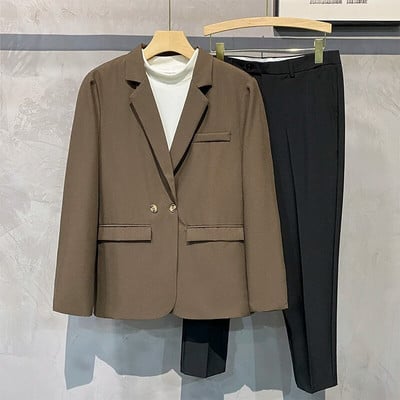 Pánske ležérne sako, jesenné vrecovité sako, kórejské módne šaty, pevné kancelárske bundy, pánske obchodné formálne značkové oblečenie, káva