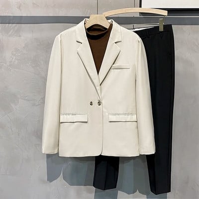 Pánske ležérne sako, jesenné vrecovité sako, kórejské módne šaty, pevné kancelárske bundy, pánske obchodné formálne značkové oblečenie, káva