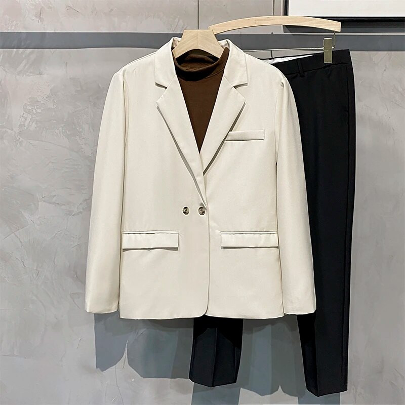 Pánske ležérne sako, jesenné vrecovité sako, kórejské módne šaty, pevné kancelárske bundy, pánske obchodné formálne značkové oblečenie, káva