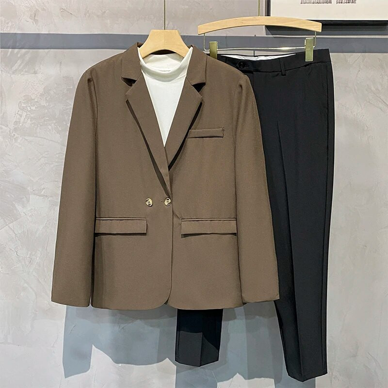 Pánske ležérne sako, jesenné vrecovité sako, kórejské módne šaty, pevné kancelárske bundy, pánske obchodné formálne značkové oblečenie, káva