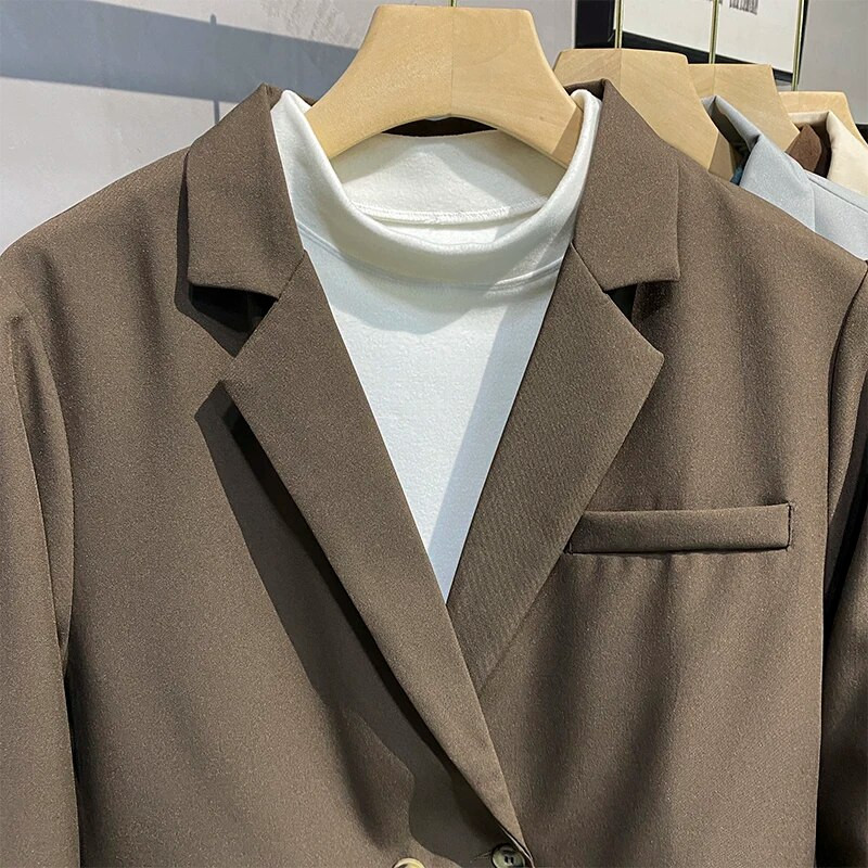 Pánske ležérne sako, jesenné vrecovité sako, kórejské módne šaty, pevné kancelárske bundy, pánske obchodné formálne značkové oblečenie, káva