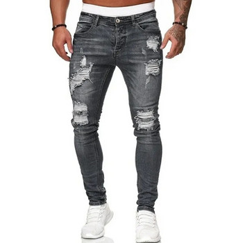 Νέα μόδα Streetwear Ripped Skinny Jeans Ανδρικά Vintage Wash Μασίφ τζιν παντελόνι Ανδρικό παντελόνι με λεπτή εφαρμογή μολύβι τζιν παντελόνι Hot έκπτωση