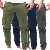Pantaloni cargo militari pentru bărbați, cu șnur, culoare solidă, cu bandă la gleznă, ocazional, cu mai multe buzunare, pantaloni cargo pentru bărbați, îmbrăcăminte sport de toamnă 2023