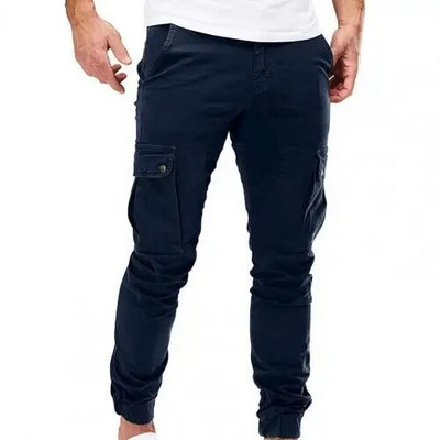 Pantaloni cargo militari pentru bărbați, cu șnur, culoare solidă, cu bandă la gleznă, ocazional, cu mai multe buzunare, pantaloni cargo pentru bărbați, îmbrăcăminte sport de toamnă 2023