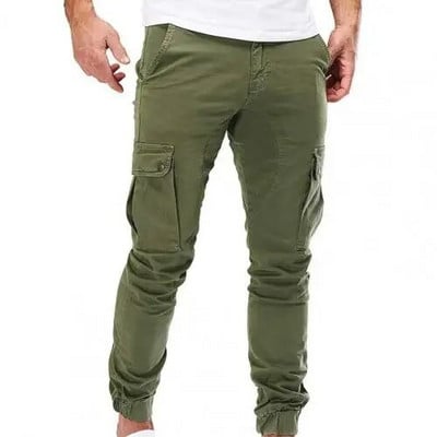 Pantaloni cargo militari pentru bărbați, cu șnur, culoare solidă, cu bandă la gleznă, ocazional, cu mai multe buzunare, pantaloni cargo pentru bărbați, îmbrăcăminte sport de toamnă 2023