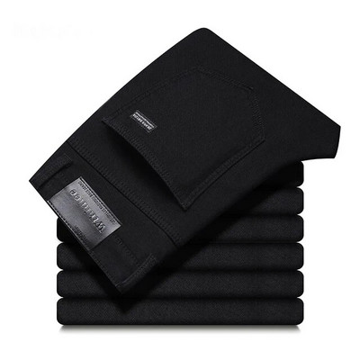 29-40 Pantaloni clasici de primăvară și toamnă pentru bărbați, blugi drepti de afaceri, albastru negru, pantaloni de lucru casual, elastici, slim fit