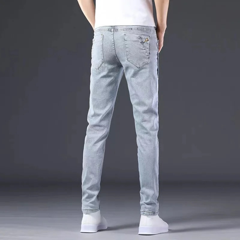 3 culori 2023, blugi din bumbac pentru bărbați, de înaltă calitate, în stil coreean, pantaloni de denim stretch slim fit, pantaloni skinny cu nasturi de modă, pantaloni pentru bărbați