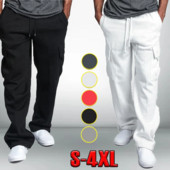 Pantaloni de sport casual pentru bărbați, uni, moi, pantaloni sport de jogging, la modă, pentru alergare, pantaloni cargo lungi, albi, negri