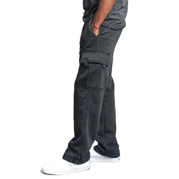 Мъжки ежедневни спортни панталони Едноцветни меки спортни панталони за джогинг Модни мъжки свободни дълги карго панталони Бели черни панталони