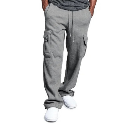 Pantaloni de sport casual pentru bărbați, uni, moi, pantaloni sport de jogging, la modă, pentru alergare, pantaloni cargo lungi, albi, negri