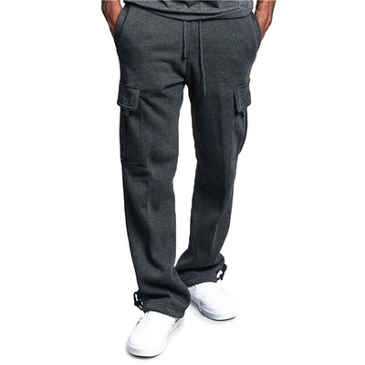 Pantaloni de sport casual pentru bărbați, uni, moi, pantaloni sport de jogging, la modă, pentru alergare, pantaloni cargo lungi, albi, negri