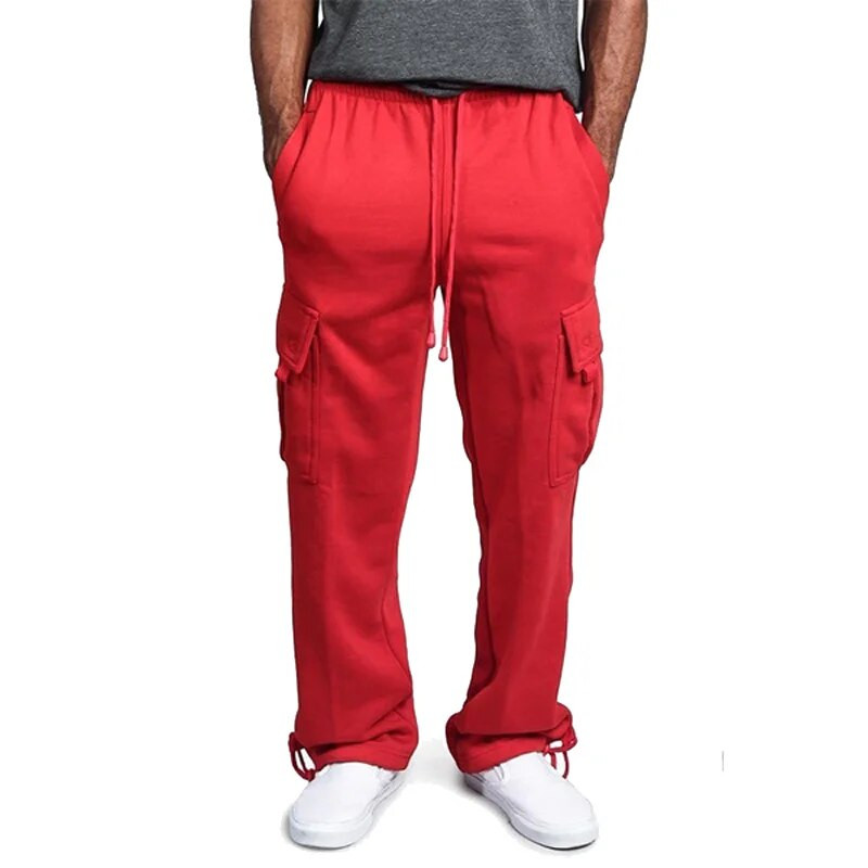 Pantaloni de sport casual pentru bărbați, uni, moi, pantaloni sport de jogging, la modă, pentru alergare, pantaloni cargo lungi, albi, negri