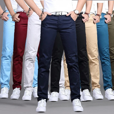 2022 Пролет Есен Нови ежедневни панталони Мъжки памучни панталони Slim Fit Модни панталони Мъжки маркови дрехи Плюс размер 8 цвят