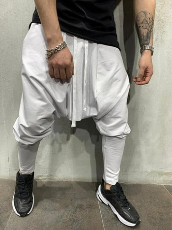 Мъжко облекло 2022 г. Мъжки панталони с нови хип-хоп тенденции Европейски американски свободни едноцветни крака Улични спортни ежедневни харем панталони
