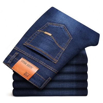 Blugi pentru bărbați de mărime mare, clasici, slim, drepte, la modă, pentru afaceri, ocazional, pantaloni elastici din denim Pantaloni de marcă negru albastru 40 42 44 46