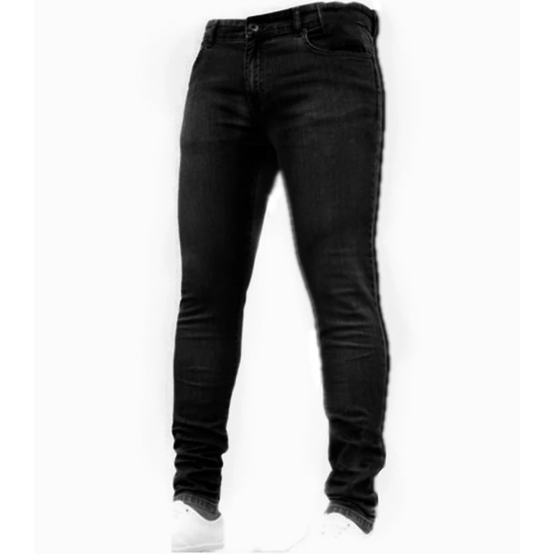 Pantaloni pentru bărbați Blugi elastici de culoare pură Pantaloni de lucru casual slim Fit pentru bărbați Vintage spălat Pantaloni creion de dimensiuni mari Blugi skinny pentru bărbați