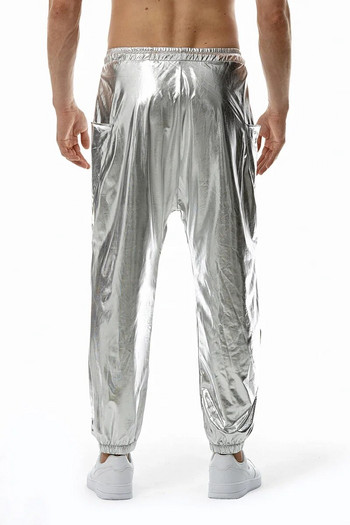 2023 Нови мъжки висококачествени метални блестящи панталони за джогинг Еластични панталони за дискотечни партита в нощен клуб