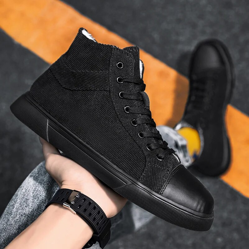 Ανδρικά παπούτσια καμβά καλοκαιρινά Classic High Top Ανδρικά Βουλκανιζέ Αθλητικά Άνετα Ανδρικά Μαύρα Flat Υποδήματα Μεγάλο Μέγεθος 39-46