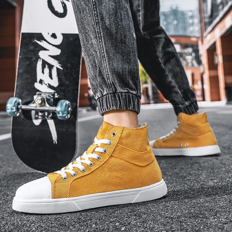 Ανδρικά παπούτσια καμβά καλοκαιρινά Classic High Top Ανδρικά Βουλκανιζέ Αθλητικά Άνετα Ανδρικά Μαύρα Flat Υποδήματα Μεγάλο Μέγεθος 39-46