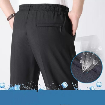 Летни панталони Мъжки еластични и модерни класически едноцветни джобове Спортни панталони с цип Костюм Дълги ежедневни ретро панталони