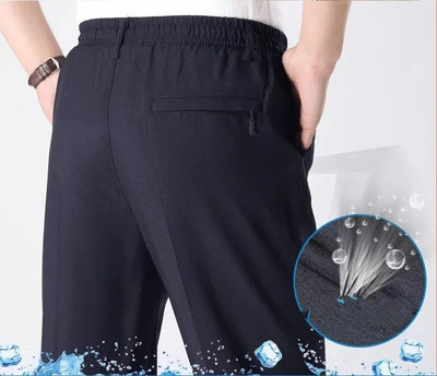 Pánske letné nohavice, elastické a módne klasické jednofarebné vrecká na zips, tepláky, oblek, dlhé ležérne vintage nohavice