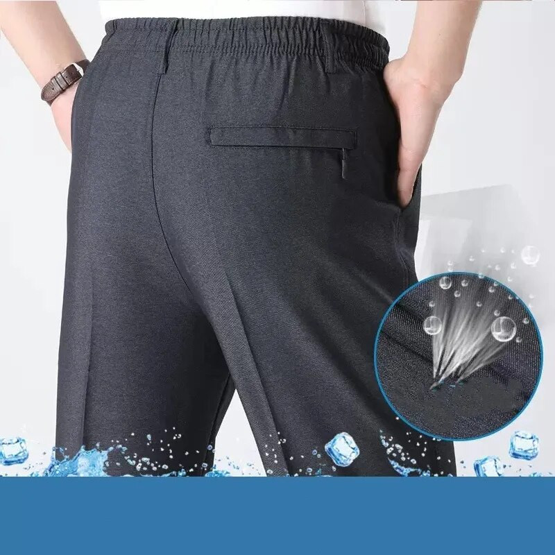 Pánske letné nohavice, elastické a módne klasické jednofarebné vrecká na zips, tepláky, oblek, dlhé ležérne vintage nohavice